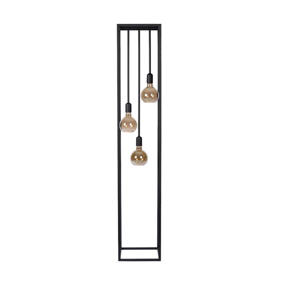 Lampadaire avec 3 sources lumineuses - noir - hauteur 160 cm - métal