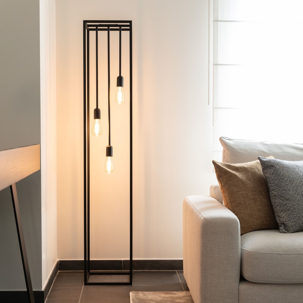 Lampadaire avec 3 sources lumineuses - noir - hauteur 160 cm - métal - Maisons du Monde