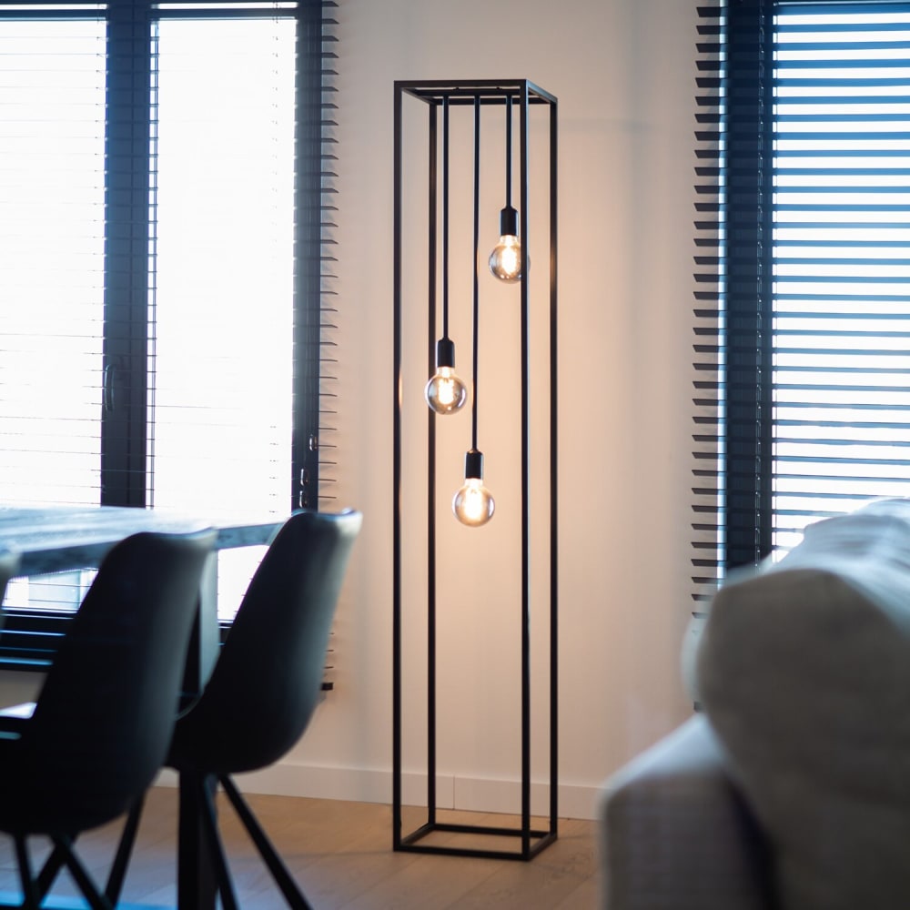 Lampadaire avec 3 sources lumineuses - noir - hauteur 160 cm - métal — vue 4