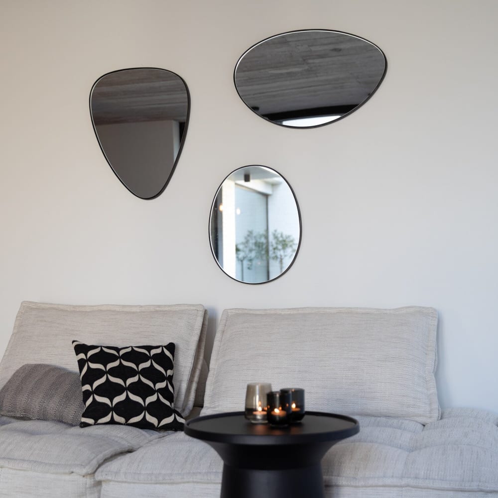 Miroir mural ovale / rond dans la hauteur du métal noir 65 cm - Maisons du Monde