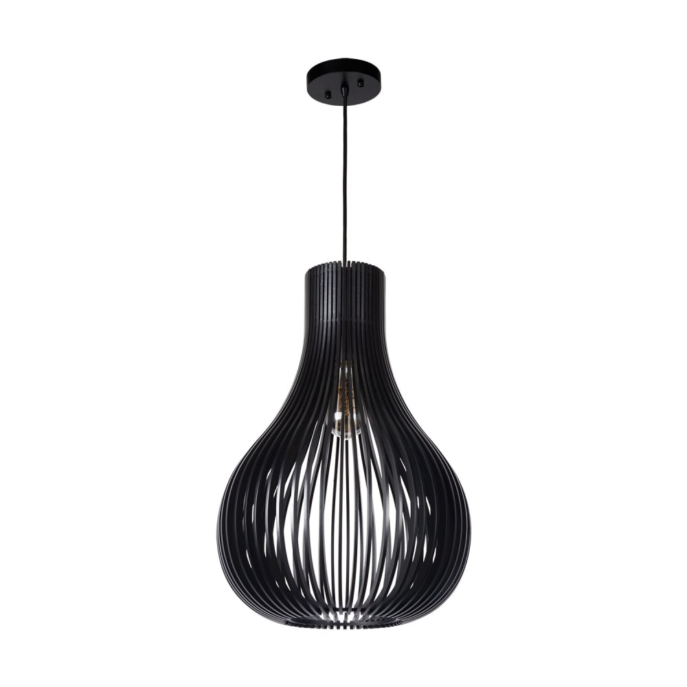 Lampe suspendue industriellement en bois noir hauteur 190cm — vue 3