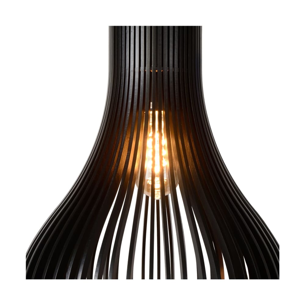 Lampe suspendue industriellement en bois noir hauteur 190cm — vue 4