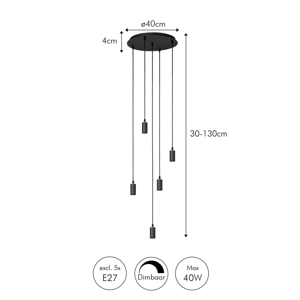 Lampe suspendue dans le lustre de 80 cm en métal noir — vue 4