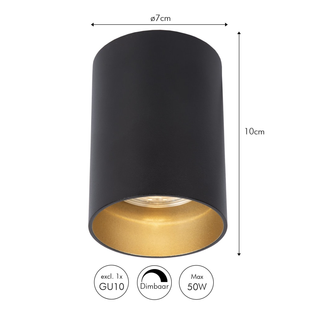 Plafonnière en métal 1 projecteur au noir de 10 cm - Maisons du Monde