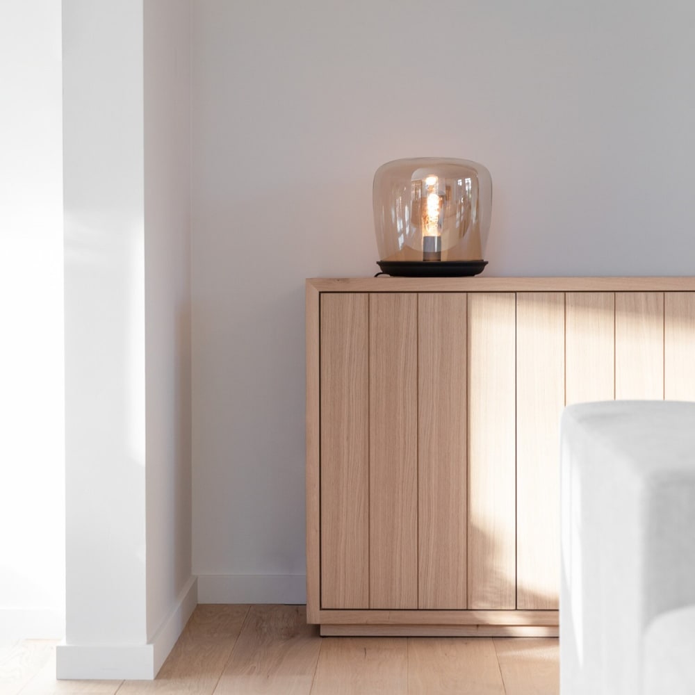 Lampe de table, métal & verre fumé, hauteur 30 cm — vue 4