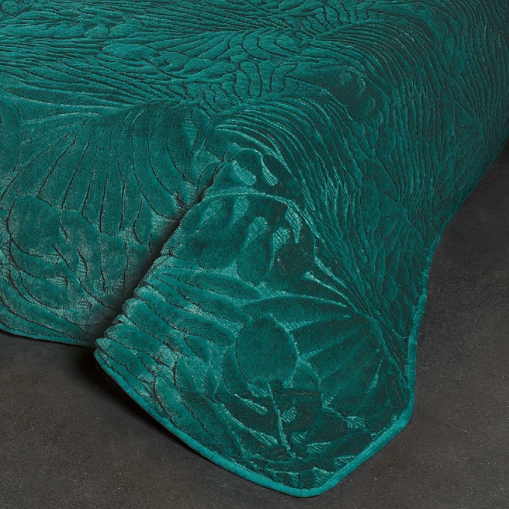 Jeté de lit aux surpiqures reliefées polyester vert 150x150 cm - Maisons du Monde