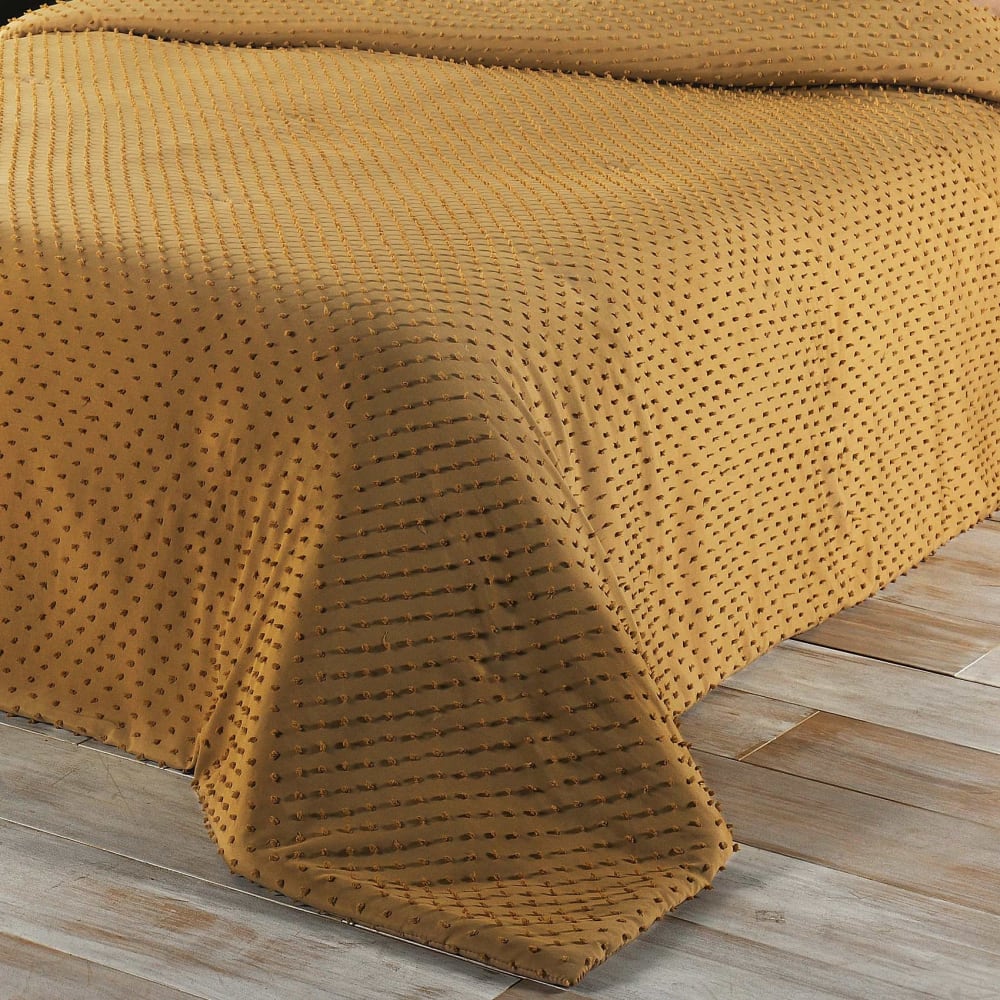 Jeté de lit à petits pompons polyester cuivre 250x260 cm - Maisons du Monde