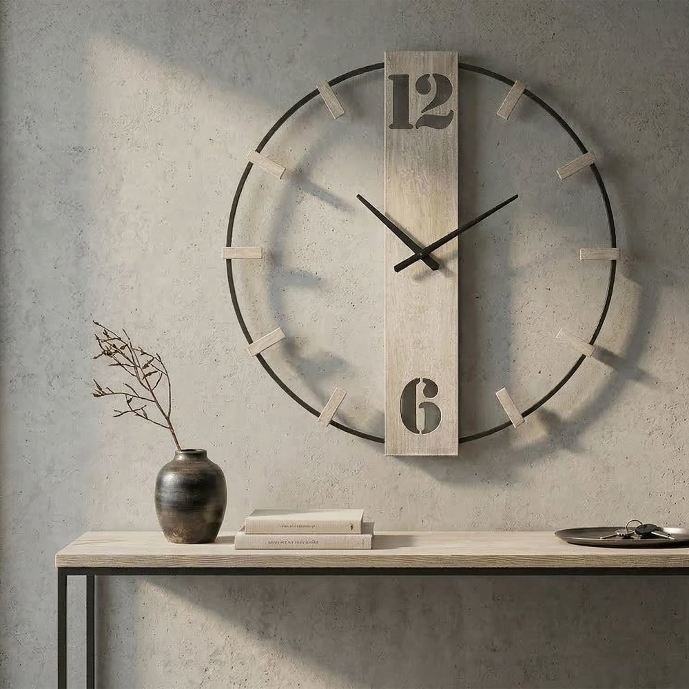 Orologio da parete in metallo argentato cm 61x4,5x63 - Modello Classico chic - Metallo