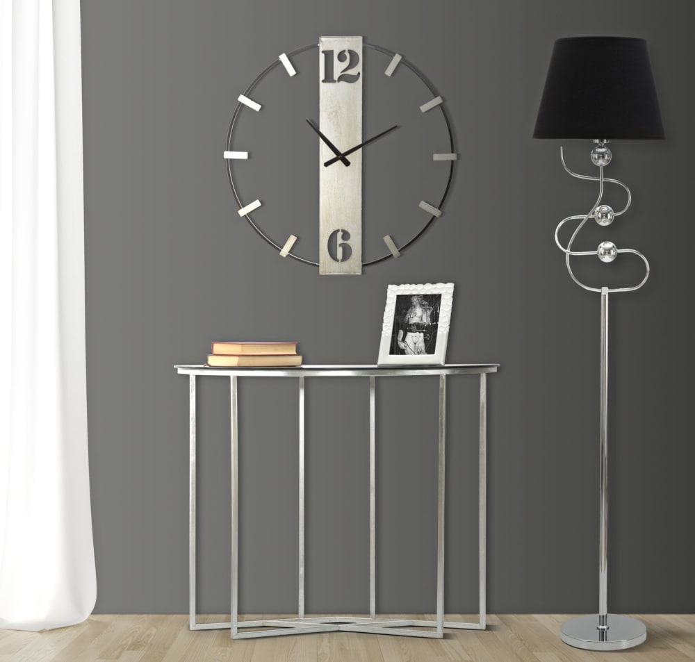 Orologio da parete in metallo argentato cm 61x4,5x63 - Mauro