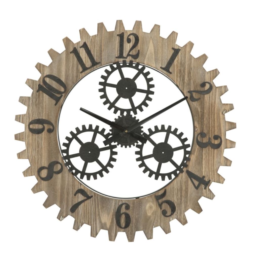 Wanduhr aus Metall und Holz Ø cm 60x4,braun