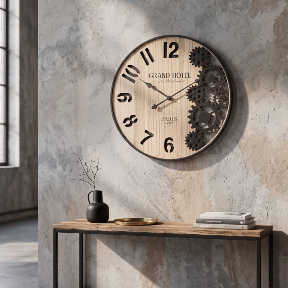 Orologio da parete in metallo marrone ø cm 60x4,5 - Modello Industriale - Metallo