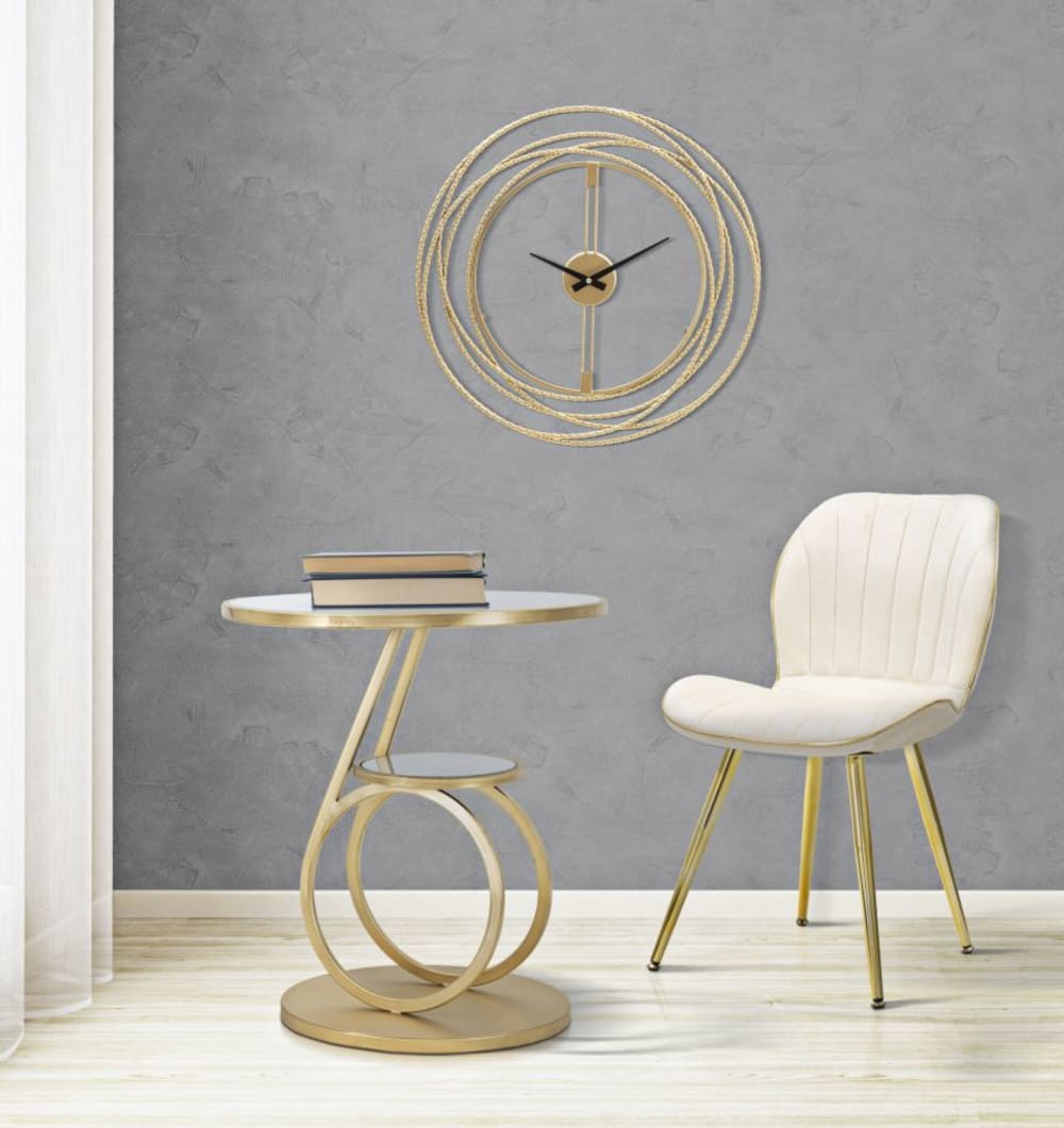 Wanduhr aus goldenem Metall, Ø 50 x 4 cm - Maisons Du Monde