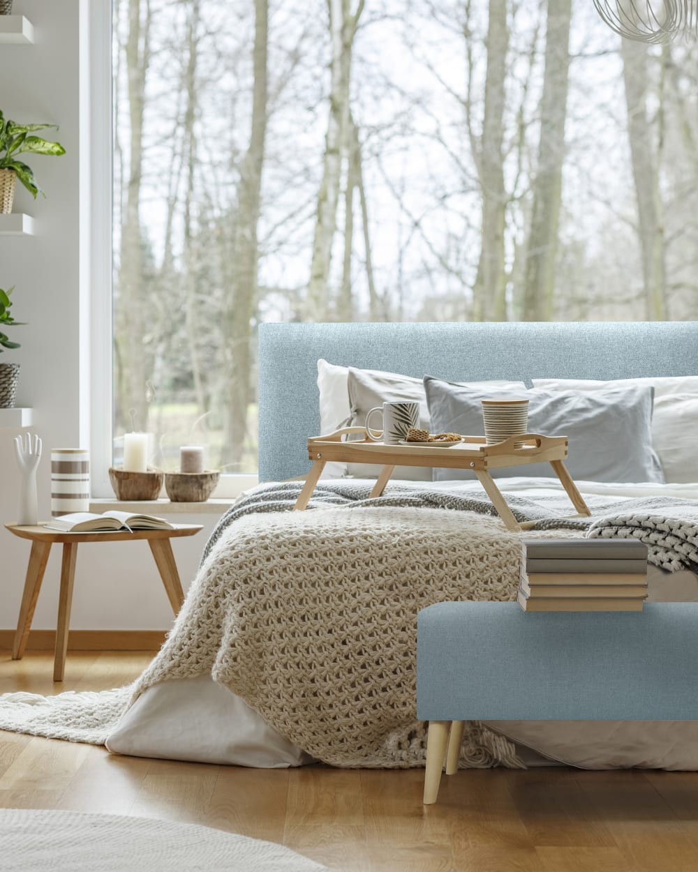 Tête de lit polyester lisse bleu-verte 150x80cm