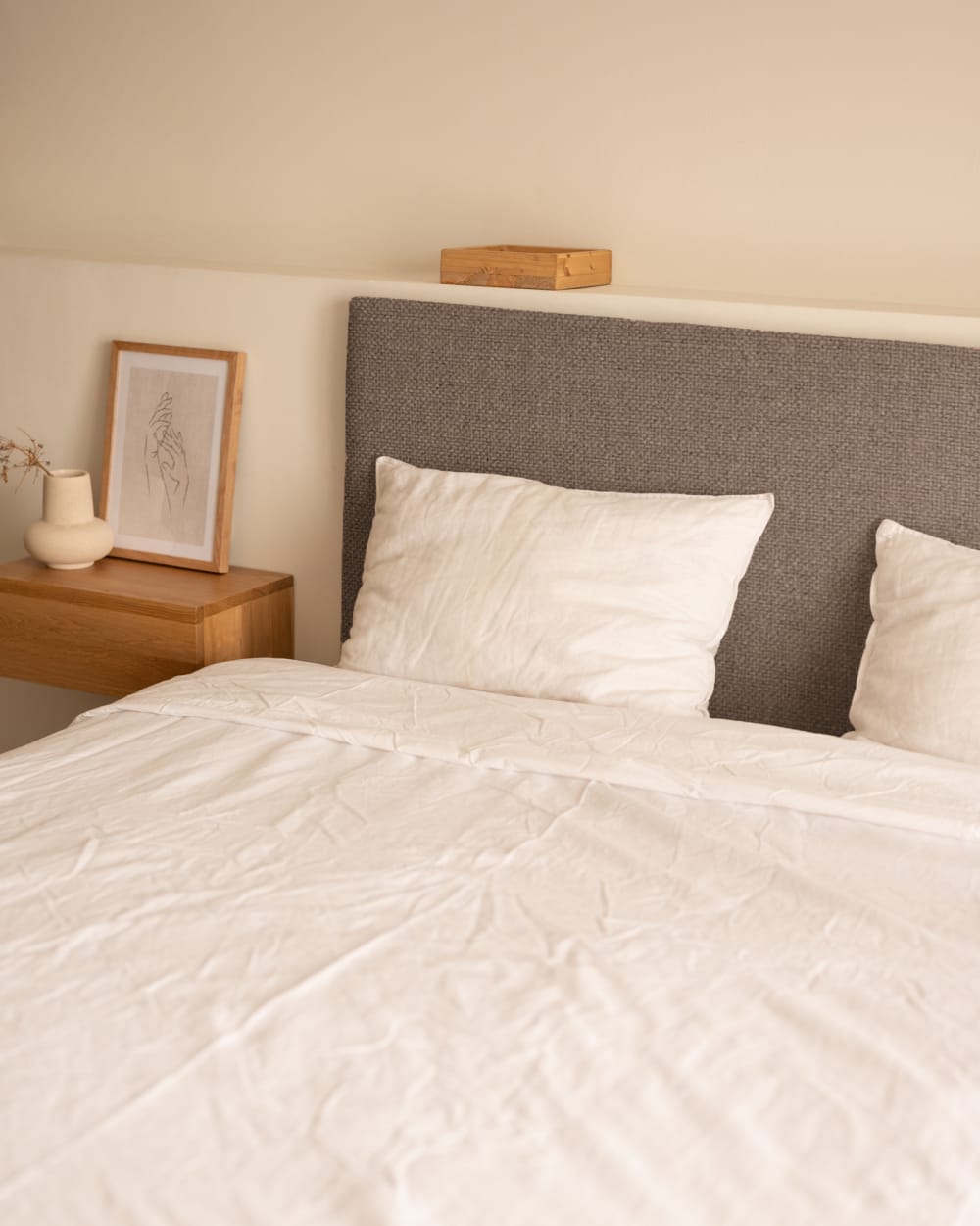 Cabecero tapizado de poliéster liso en color marrón 180x60cm - Maisons du Monde