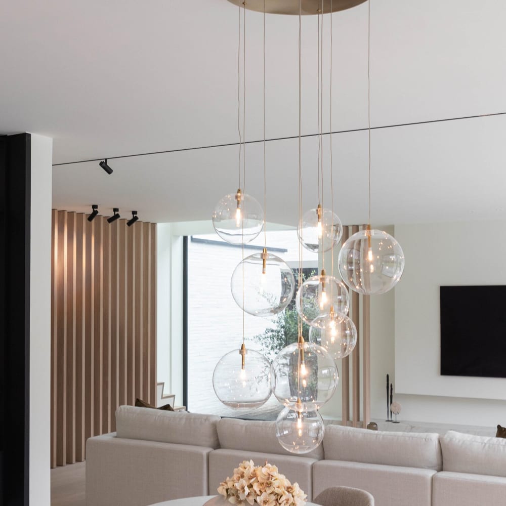 Verre transparente de lampe suspendue et en hauteur métallique 180 cm — vue 4