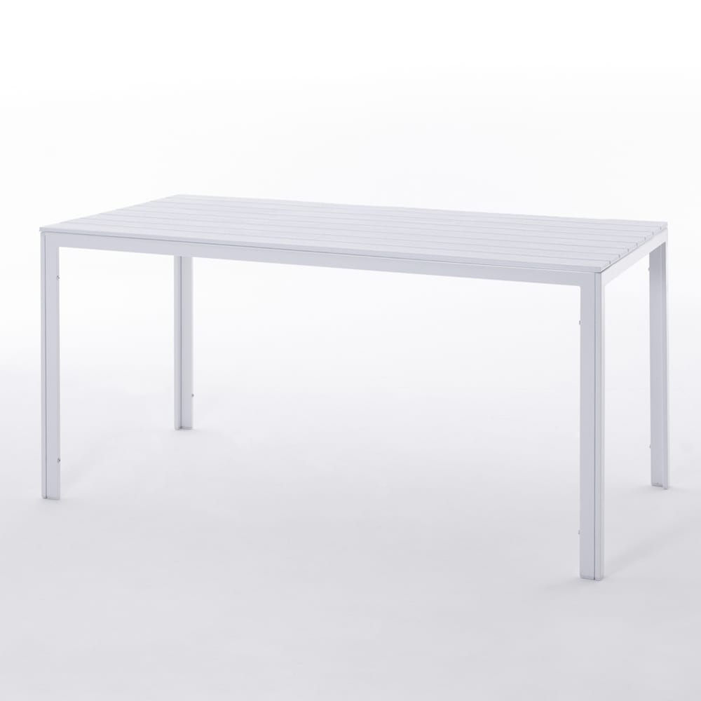 Set tavolo rettangolare bianco e 6 sedie in resina verde salvia -