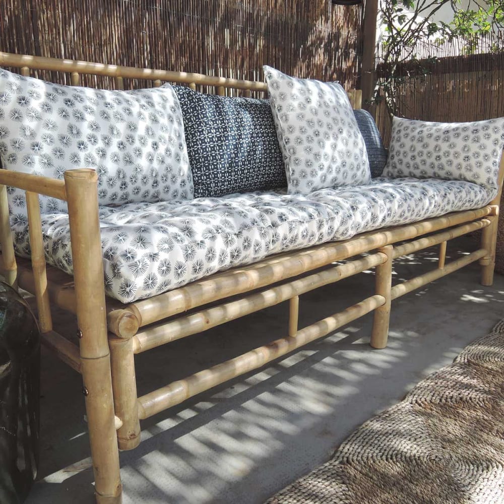 Matelas de sol en coton imprimé block print bleu de prusse