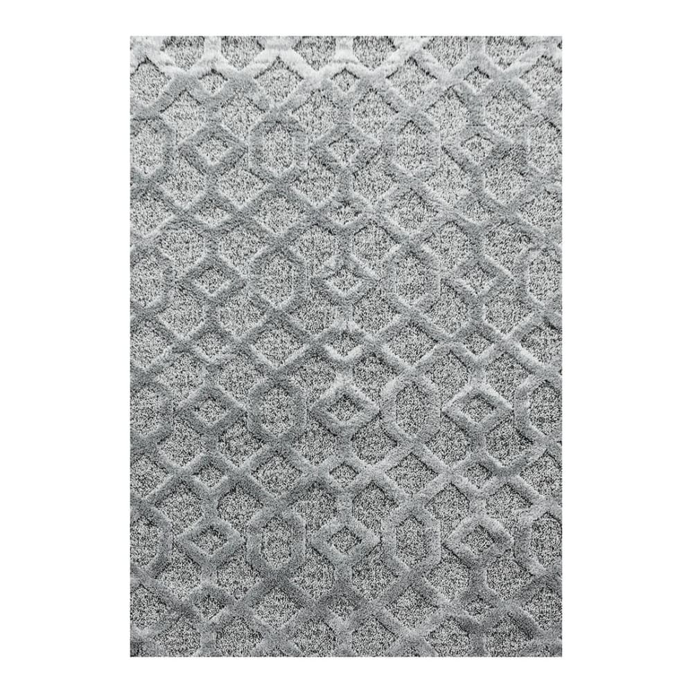 Tapis géométrique scandinave en polypropylène gris 120x170