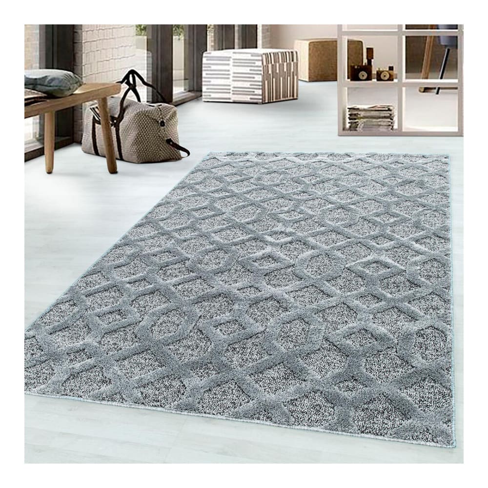 Tapis géométrique scandinave en polypropylène gris 120x170 - Maisons du Monde