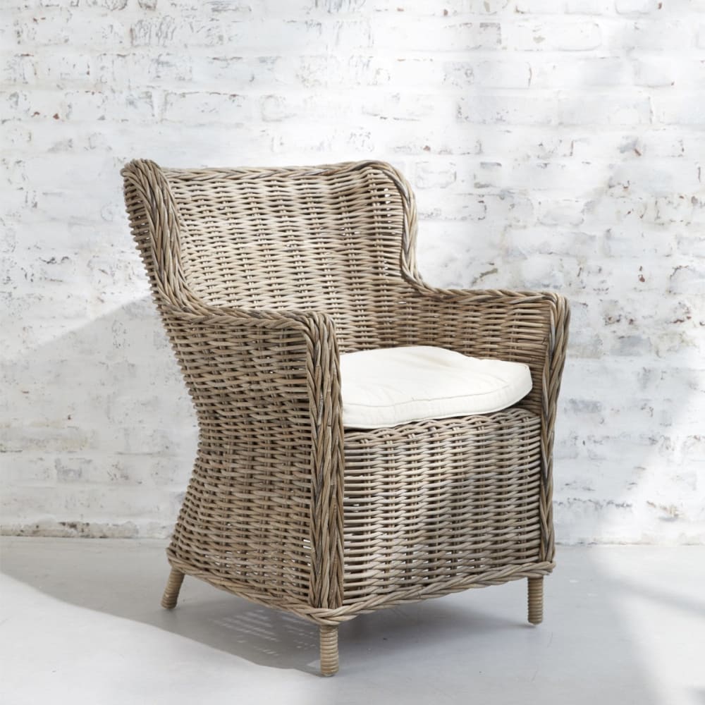 BERAH GETAH Fauteuil en rotin naturel style contemporain Beige