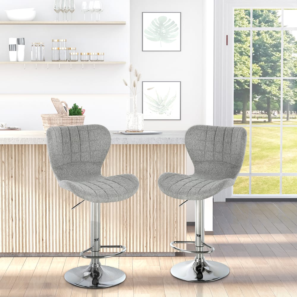Lot de 2 tabourets de bar style contemporain réglable pivotant gris - Maisons du Monde