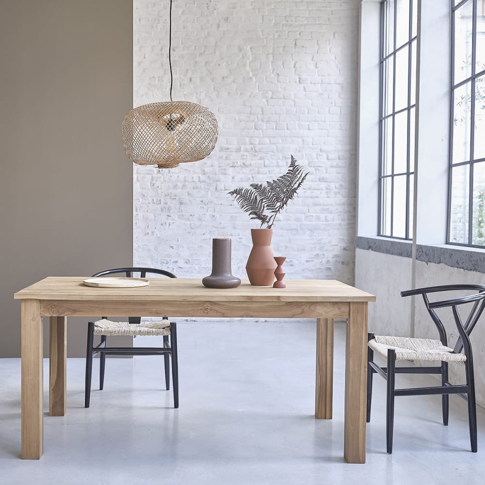 BERAH GETAH Table en teck massif 8 pers. style contemporain Beige Bois - 160x75x80cm