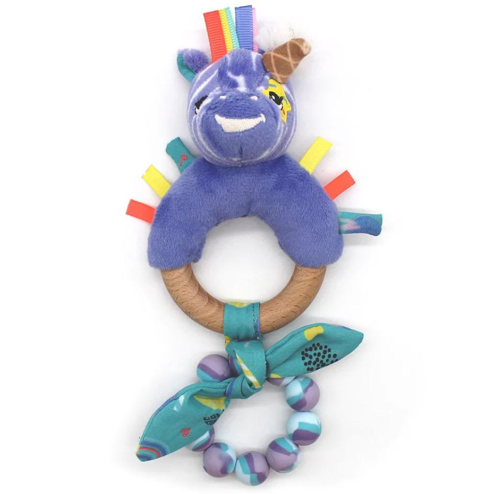 Les Déglingos Anneau de dentition en silicone Kiprokos le zèbre Violet Coton - 6x18x24cm