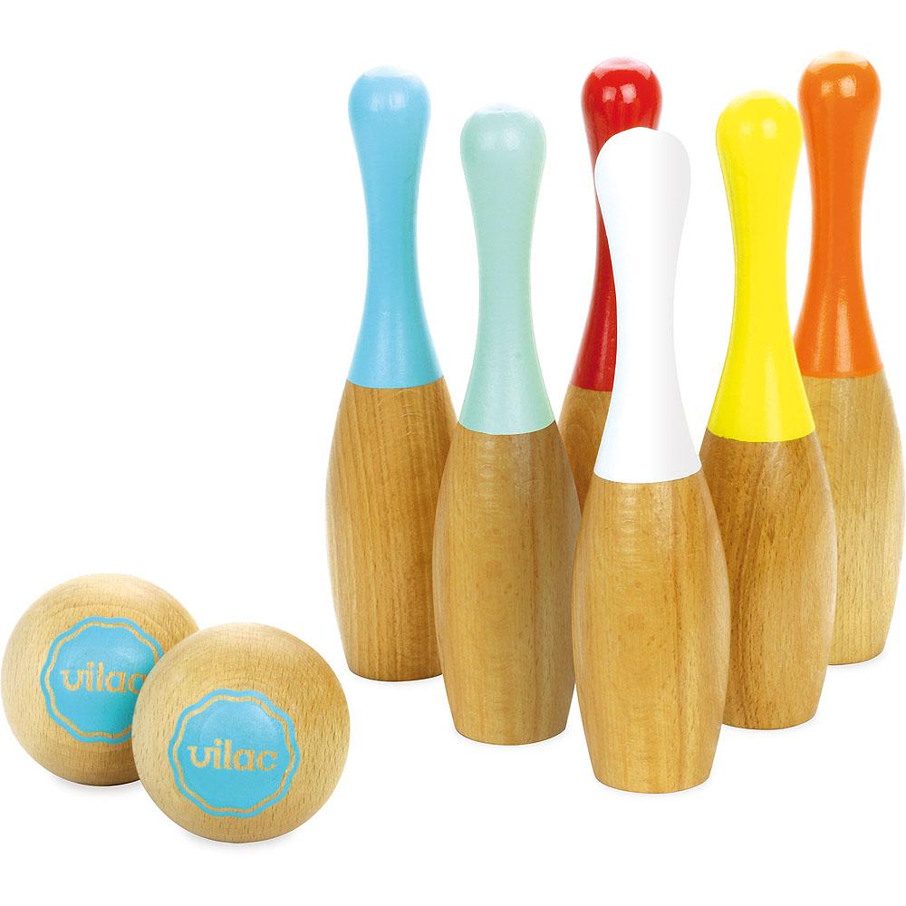 Vilac 6 Kegel Bowling BEIGE HOLZ Kinder