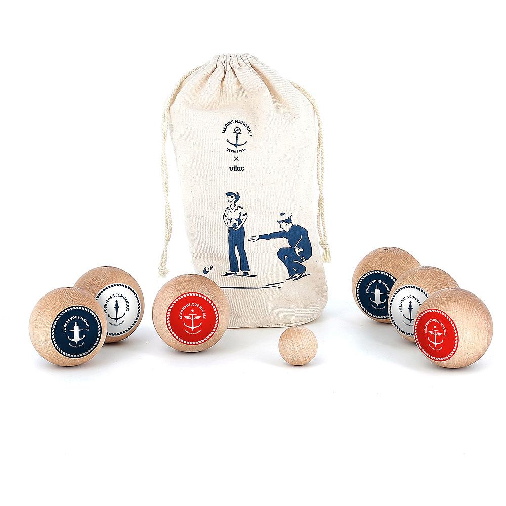 Vilac Jeu de pétanque marine nationale Beige Bois - 6x6x6cm