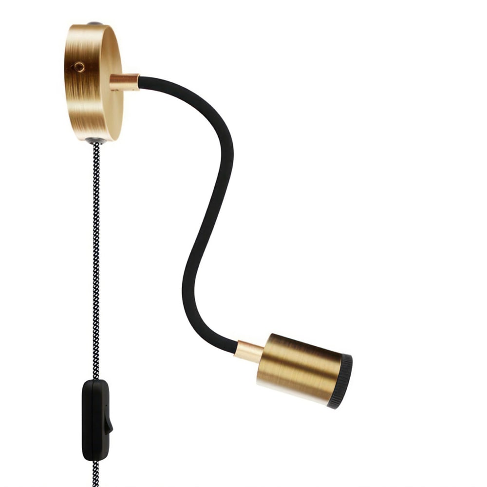 Creative Cables Wandleuchte mit Sockel und Verlängerung 30 cm, Farbe Bronze Gold Metall
