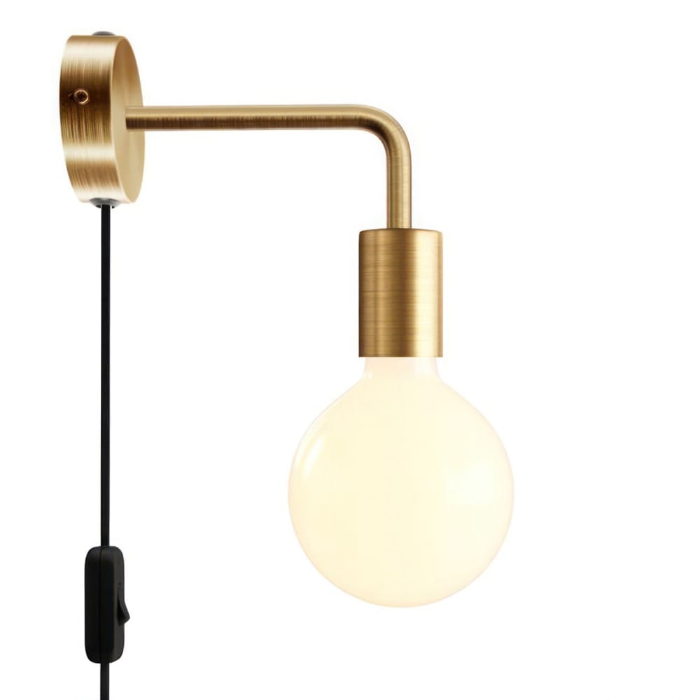Creative Cables Wandleuchte mit Stecker und gebogenem Ausleger in Bronze-Metall Gold Metall