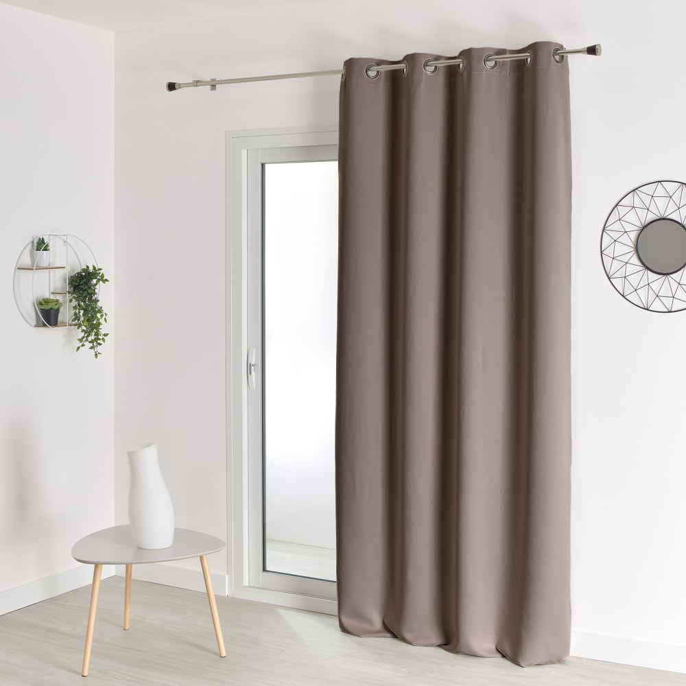 Rideau occultant ignifugé m1 non feu polyester taupe 140x180 cm