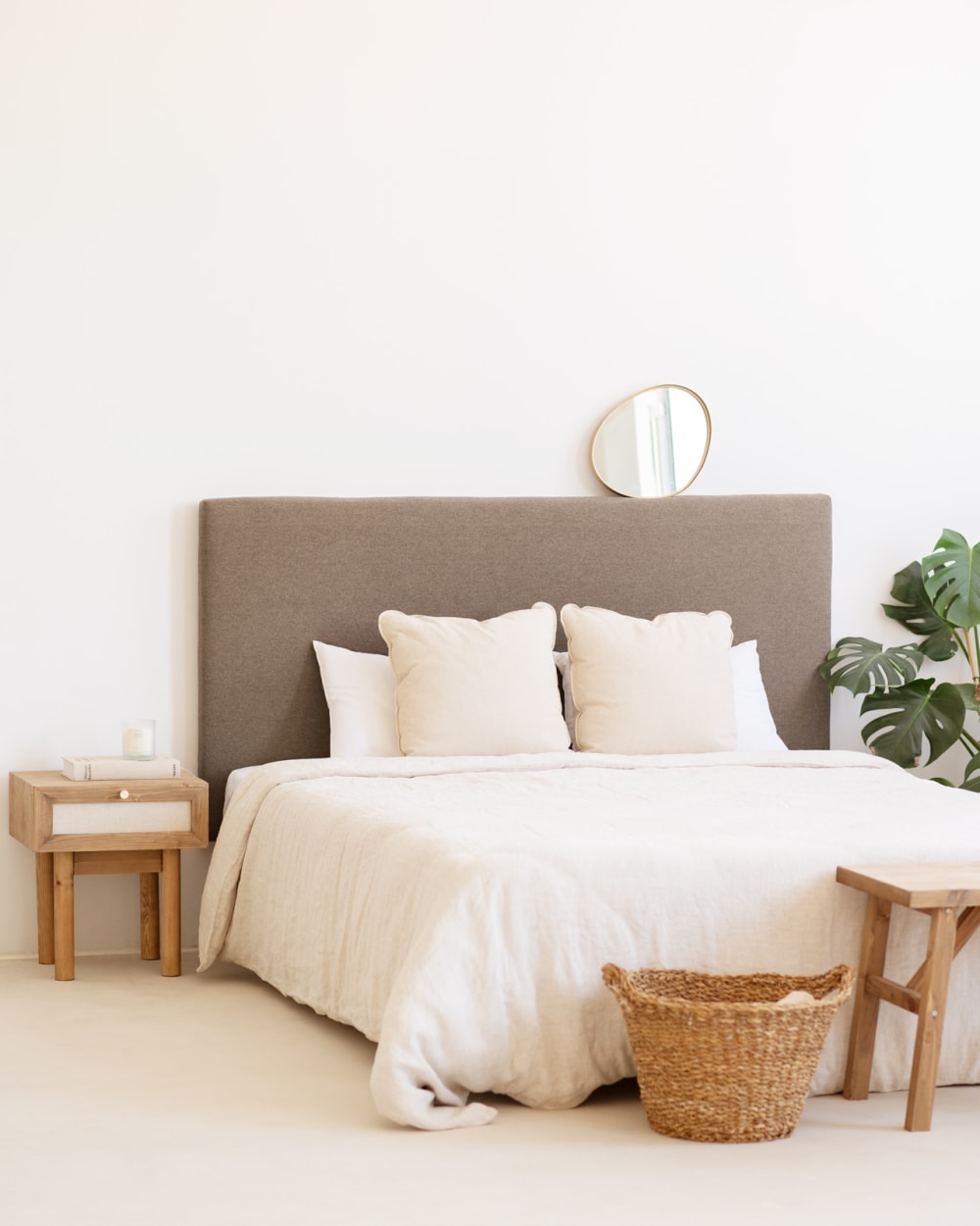 Cabecero tapizado de algodón en color marron de 135x80cm - Maisons du Monde