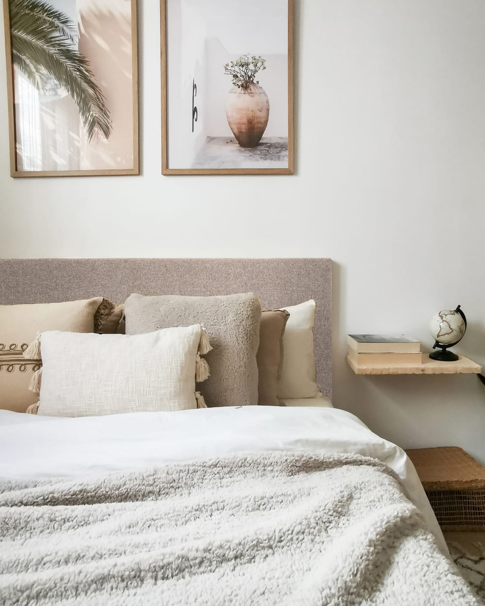 Cabecero tapizado de poliester liso en color marrón de 180x80cm - Maisons du Monde