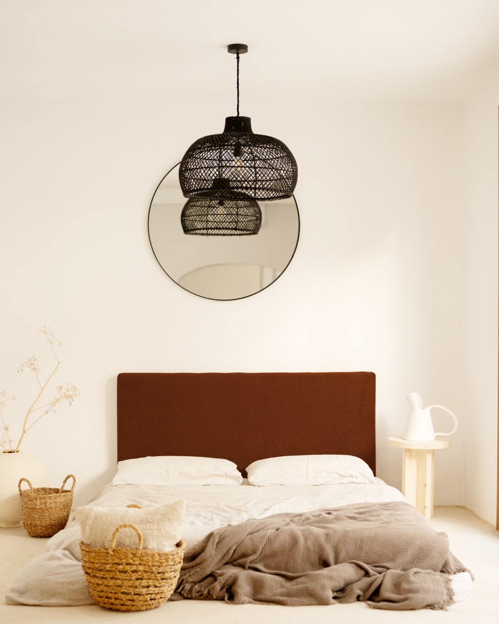 Cabecero tapizado de algodón en color terracota de 90x80cm - Maisons du Monde