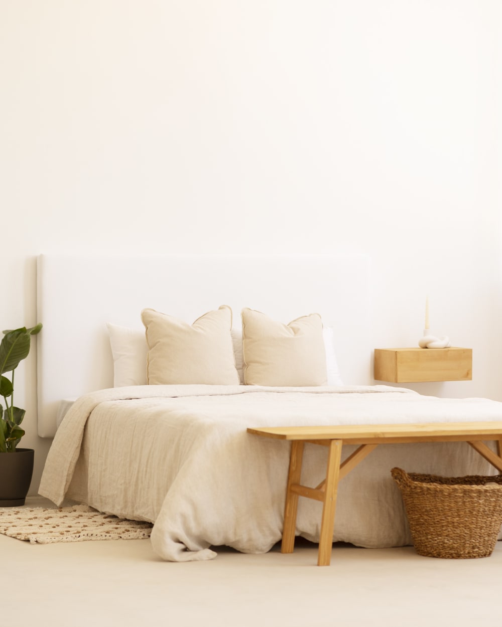 Cabecero tapizado de algodón en color blanco de 200x80cm - Maisons du Monde