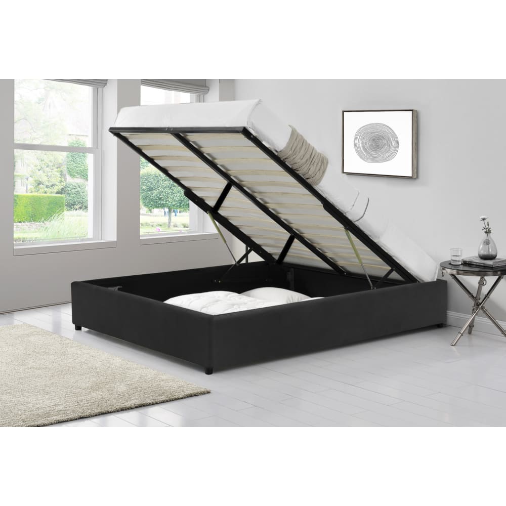 Bettgestell mit Schwarzem Samtbezug 160x200 cm - Maisons Du Monde