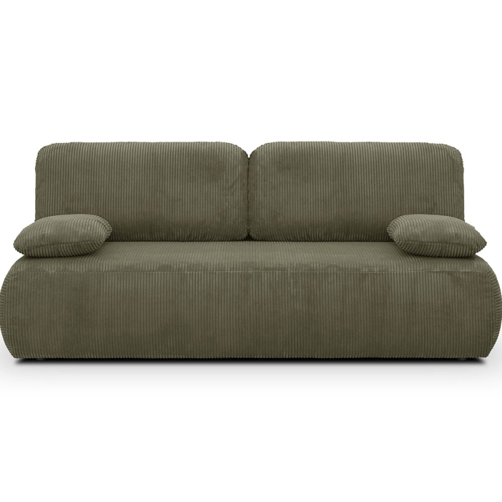 Canape+convertible+3+places+avec+coffre+en+velours+cotele+vert+kaki