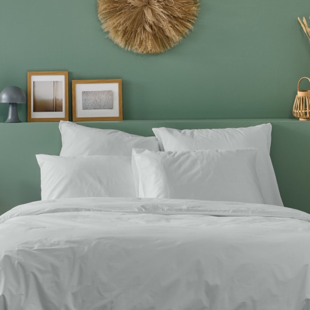 Taie d'oreiller unie en percale de coton gris clair 65x65cm — vue 3