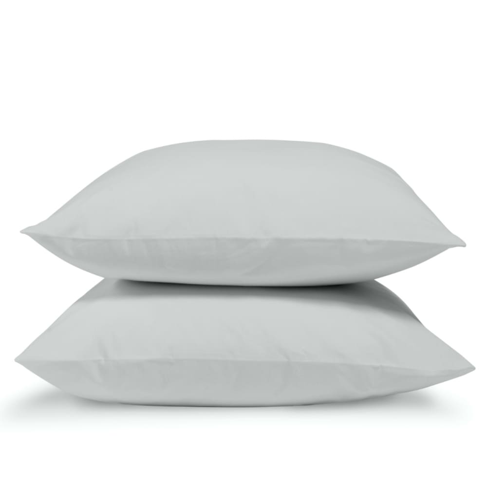 Taie d'oreiller unie en percale de coton gris clair 65x65cm — vue 4