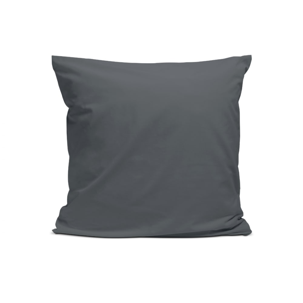 Taie d'oreiller unie en percale de coton anthracite 65x65cm
