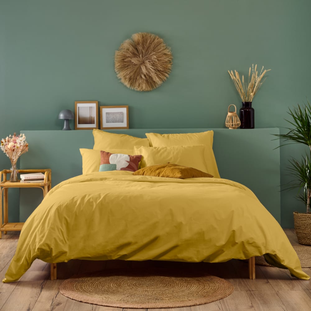 Housse de couette unie moutarde 240x260cm — vue 4
