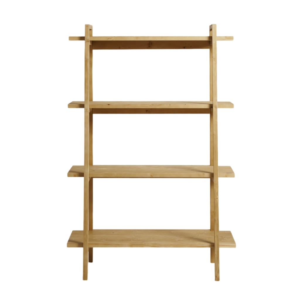 Biblioteca de madera de abeto en color marrón claro