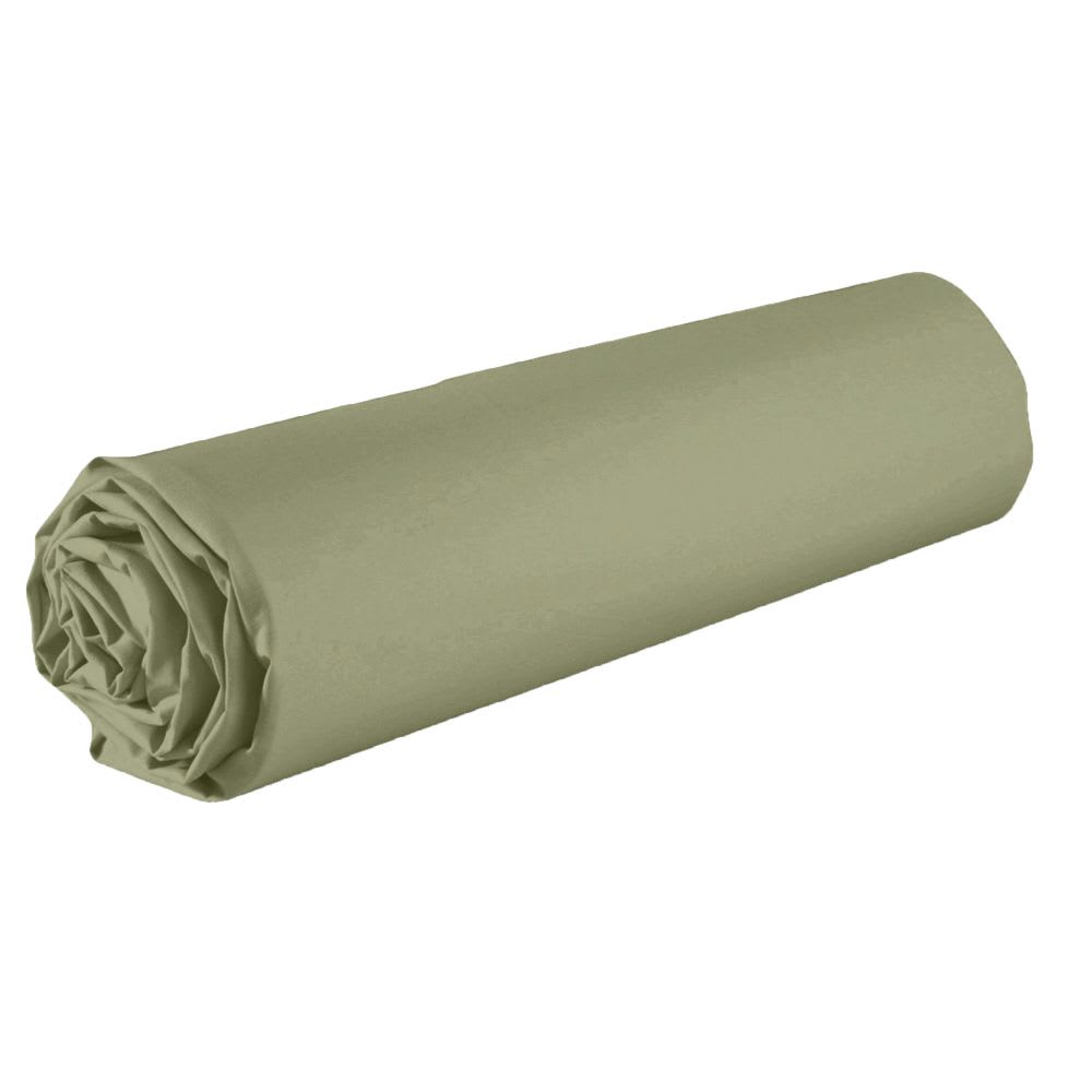 Drap housse 2 places coton vert verveine 160x200 cm - Maisons du Monde