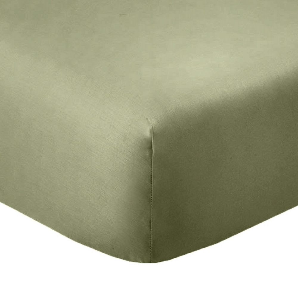 Drap housse 2 places coton vert verveine 140x190 cm