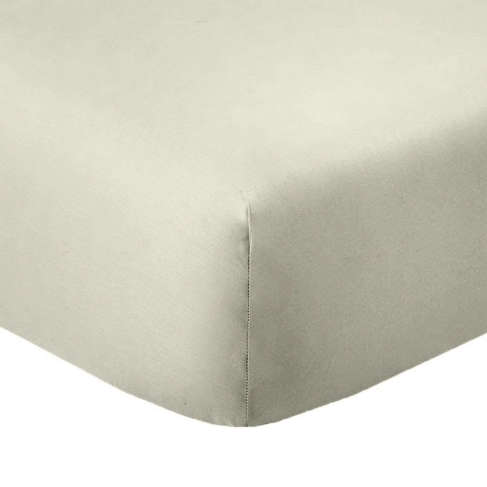 Drap housse 2 places coton beige grège 160x200 cm