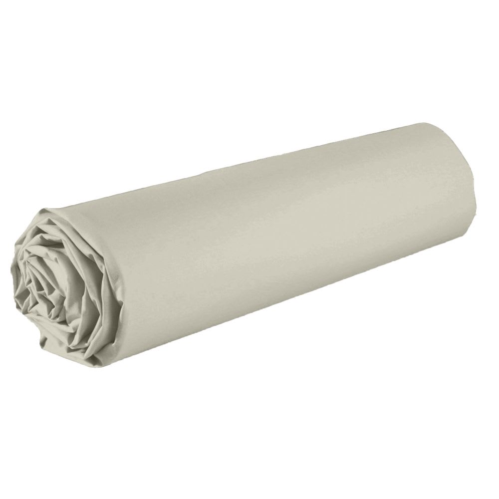 Drap housse 2 places coton beige grège 160x200 cm - Maisons du Monde