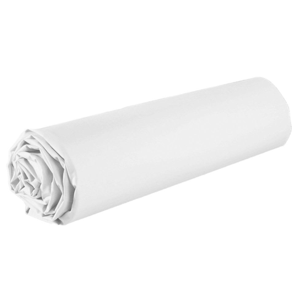 Drap housse 2 places coton blanc 160x200 cm - Maisons du Monde