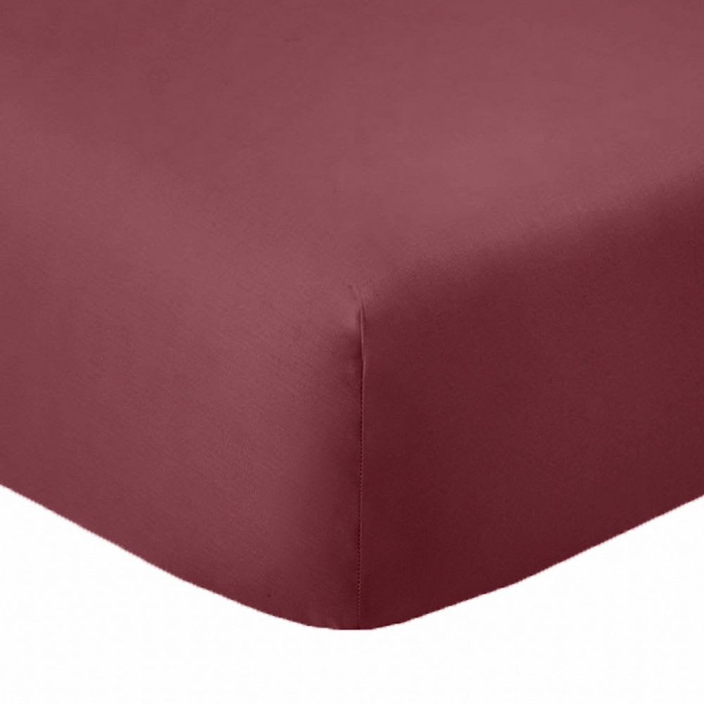 Drap housse 2 places coton rouge cerise 140x190 cm