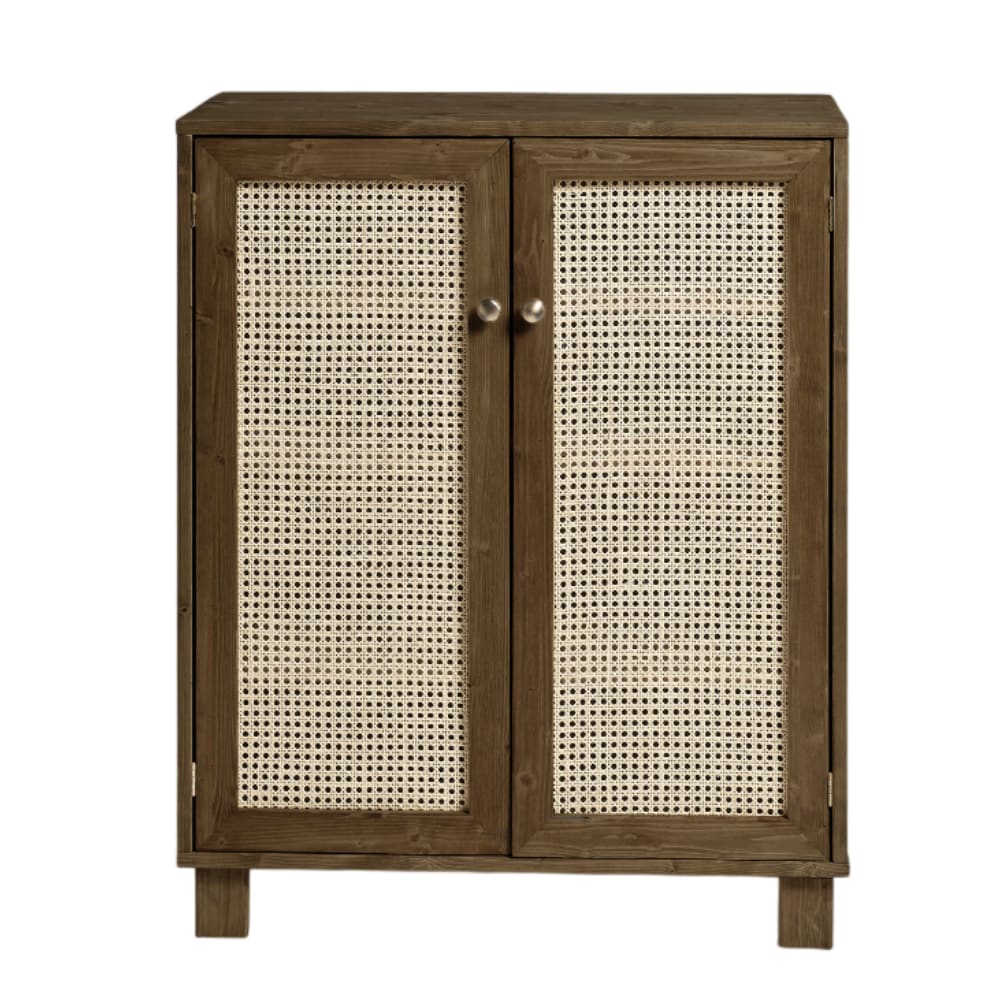 Hannun Schuhschrank Holz und Rattan Braun 100 cm style modern Braun Holz